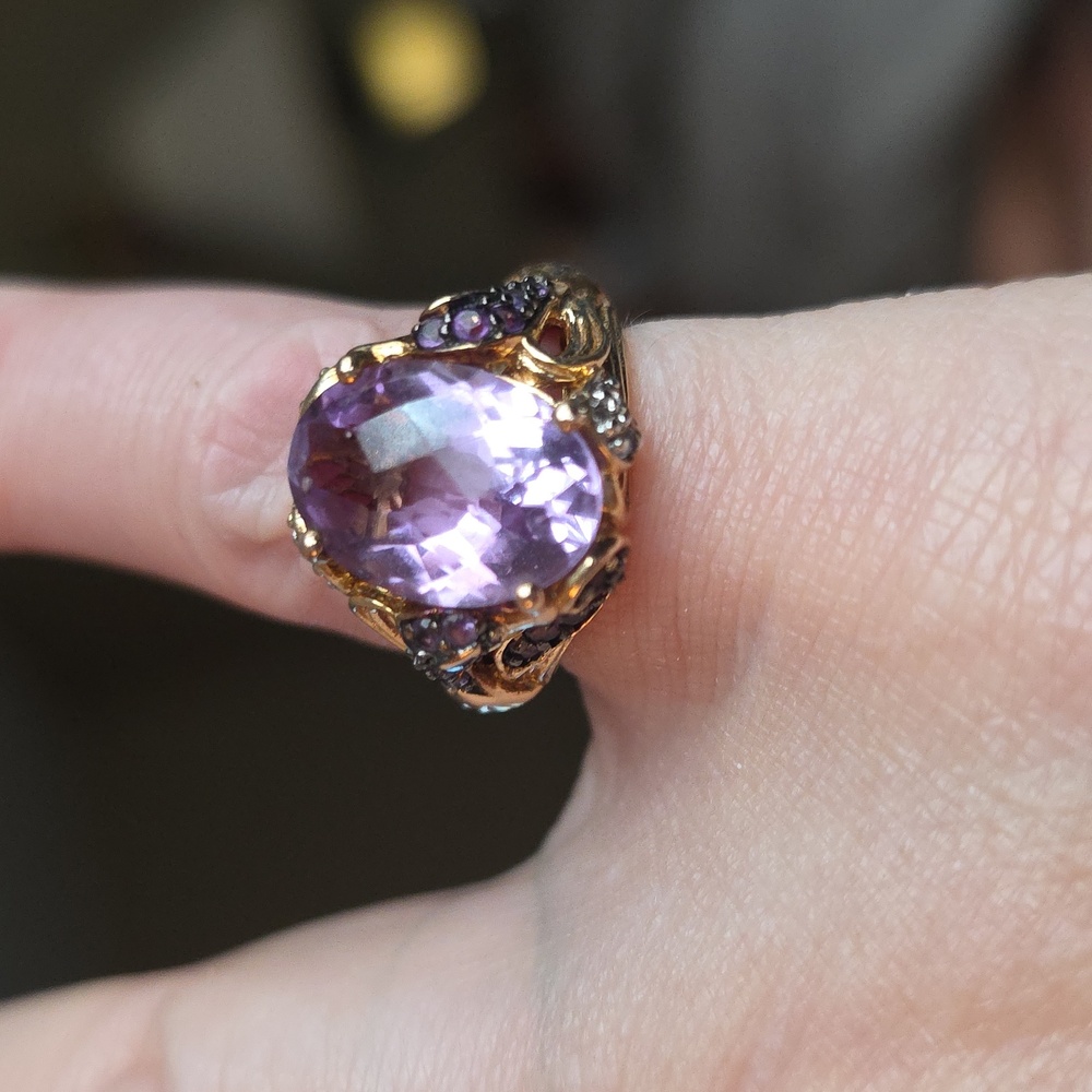 Host Pick Amazing Victoria Wieck Rose De France Amethyst swan Ring Rare - Picture 10 of 11